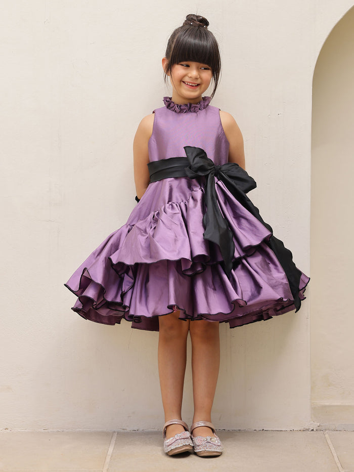 Sale Purple Princess Taffeta Ruffled Dress