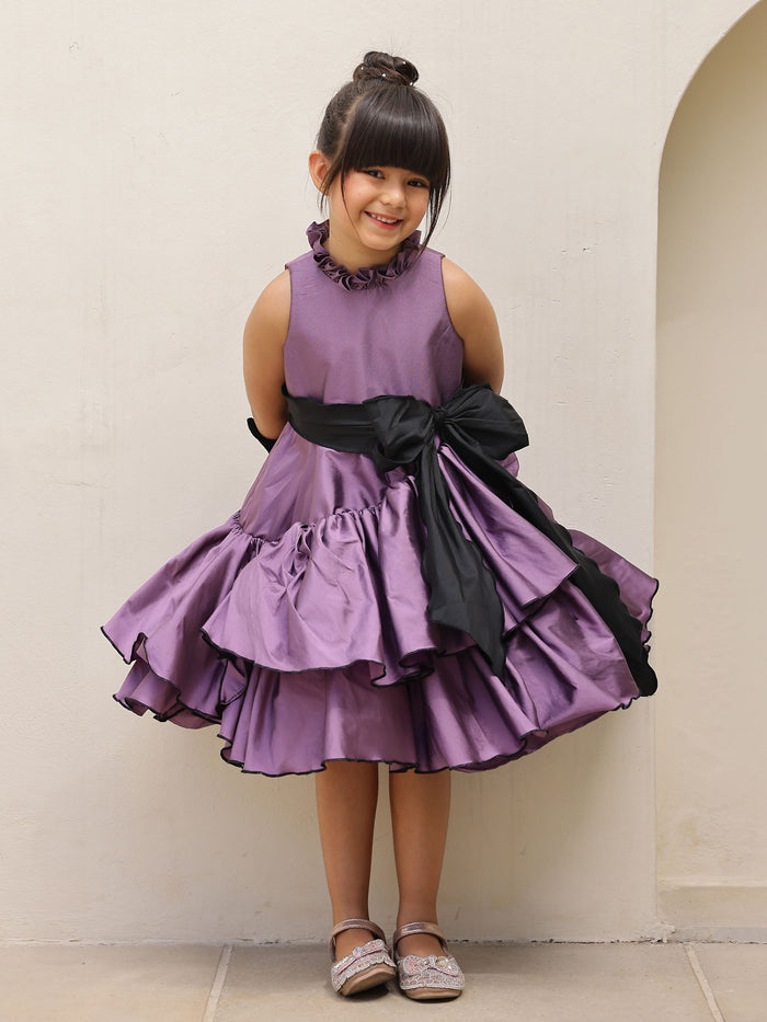Sale Purple Princess Taffeta Ruffled Dress