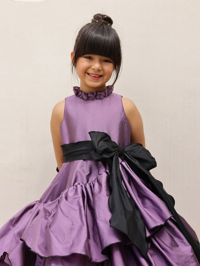 Sale Purple Princess Taffeta Ruffled Dress