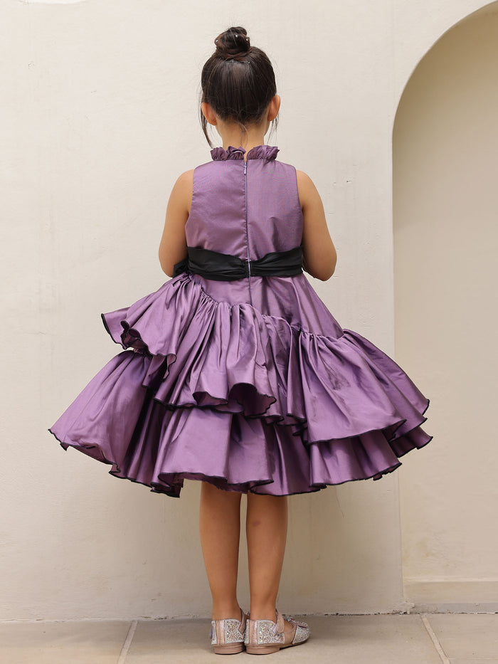 Sale Purple Princess Taffeta Ruffled Dress