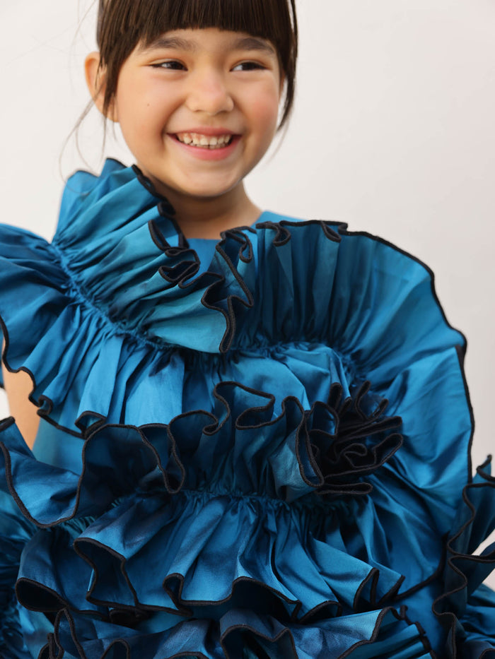 Sale Teal Blue Ruffle Flower Girl Party Dress