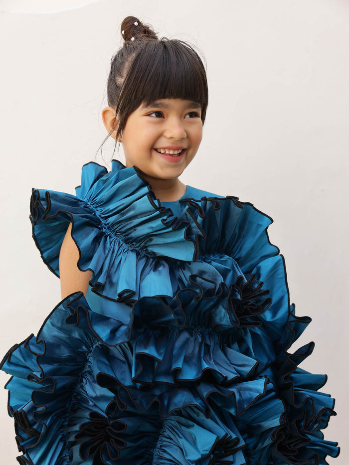 Sale Teal Blue Ruffle Flower Girl Party Dress