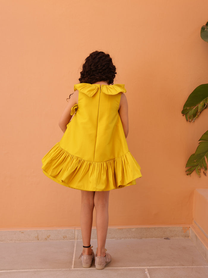 Sale Yellow Butterfly Dreams Ruffle Dress