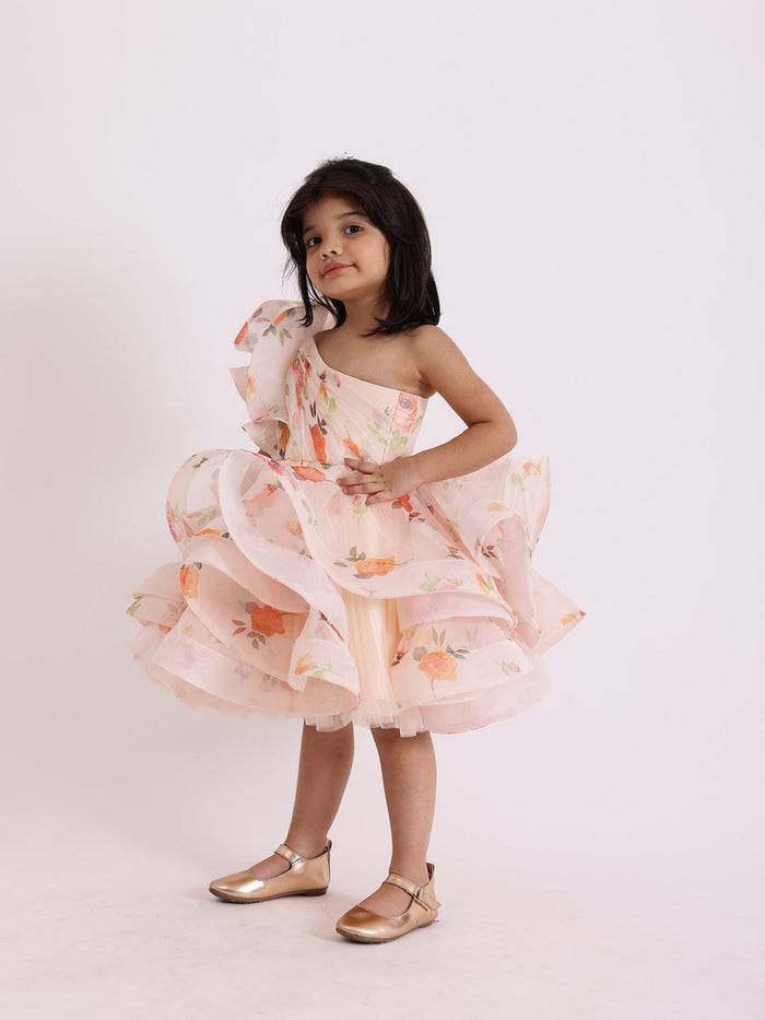 Sample JANYAS CLOSET Dolce Floral Print One Shoulder Drape