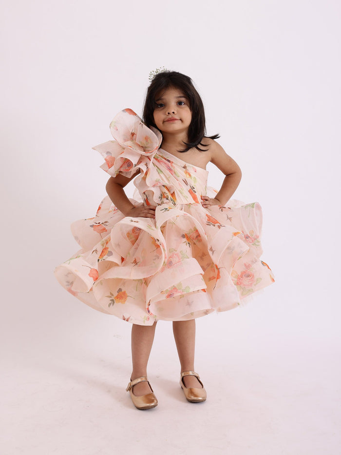 Sample JANYAS CLOSET Dolce Floral Print One Shoulder Drape