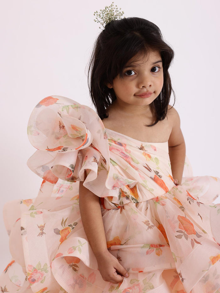 Sample JANYAS CLOSET Dolce Floral Print One Shoulder Drape