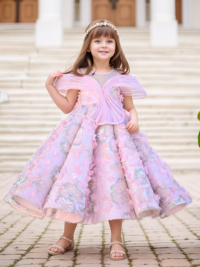 Sample Seashell Detachable Princess Pink Pearl Couture Gown