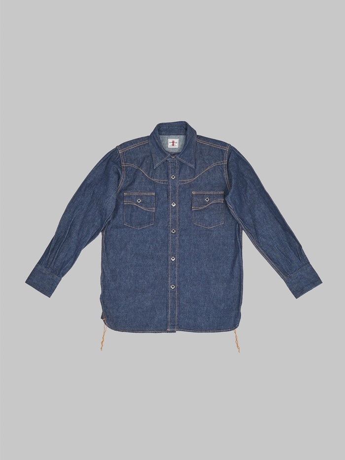 samurai jeans 10oz selvedge western denim shirt front