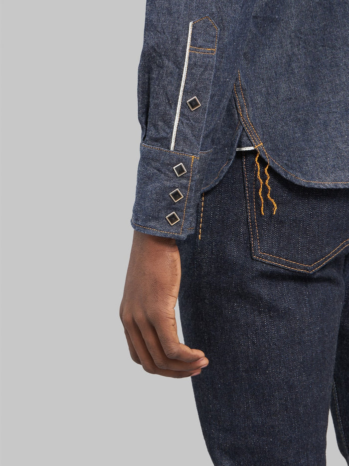 samurai jeans 10oz selvedge western denim shirt cuff