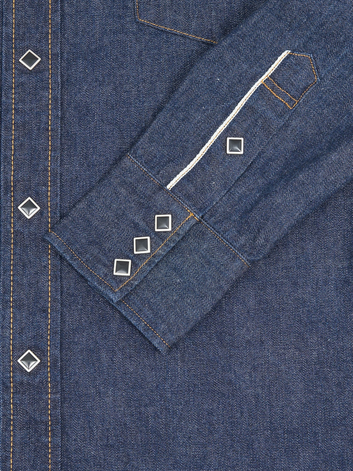 samurai jeans 10oz selvedge western denim shirt cuff details