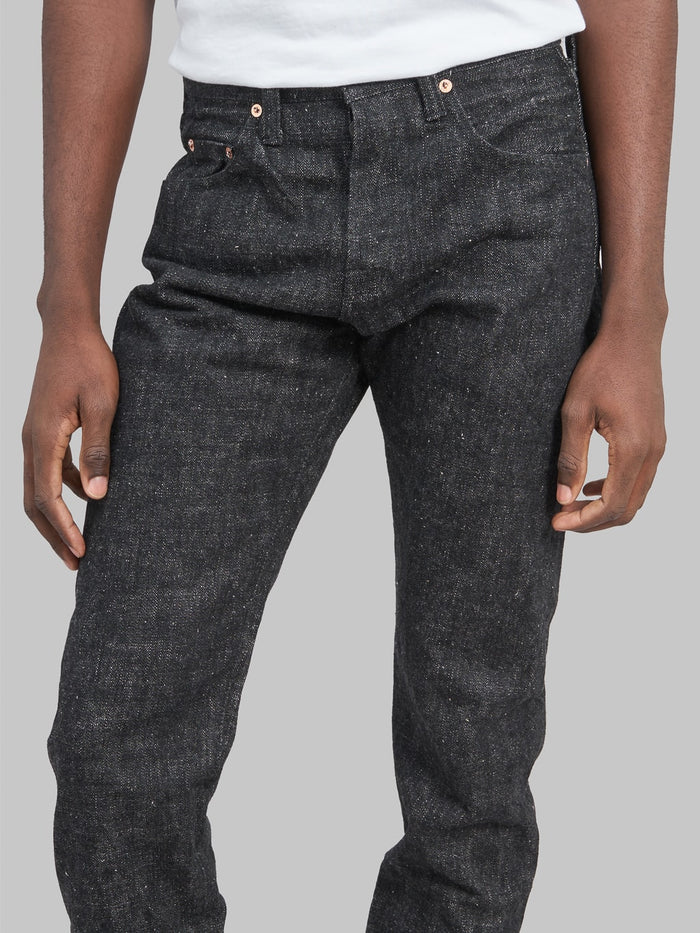 Samurai Jeans S211BK Koku Benkei 17oz Slubby Black Relaxed Tapered Jeans inseam