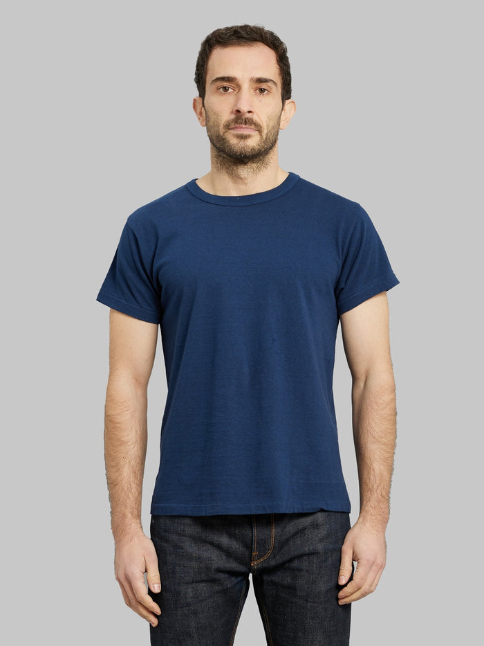 Samurai Jeans crew Tubular Navy TShirt 2 Pack model front fit