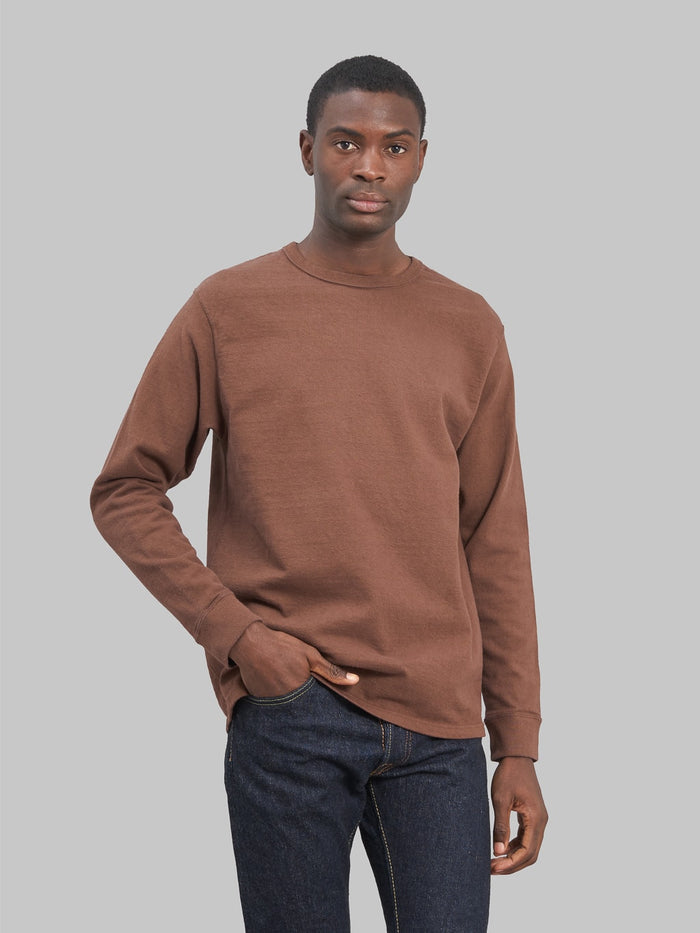 Samurai Jeans Japanese long sleeve tshirt dark model front fit