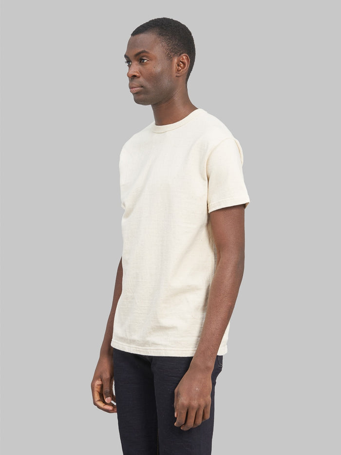 Samurai Jeans Japanese cotton crew t-shirt natural side