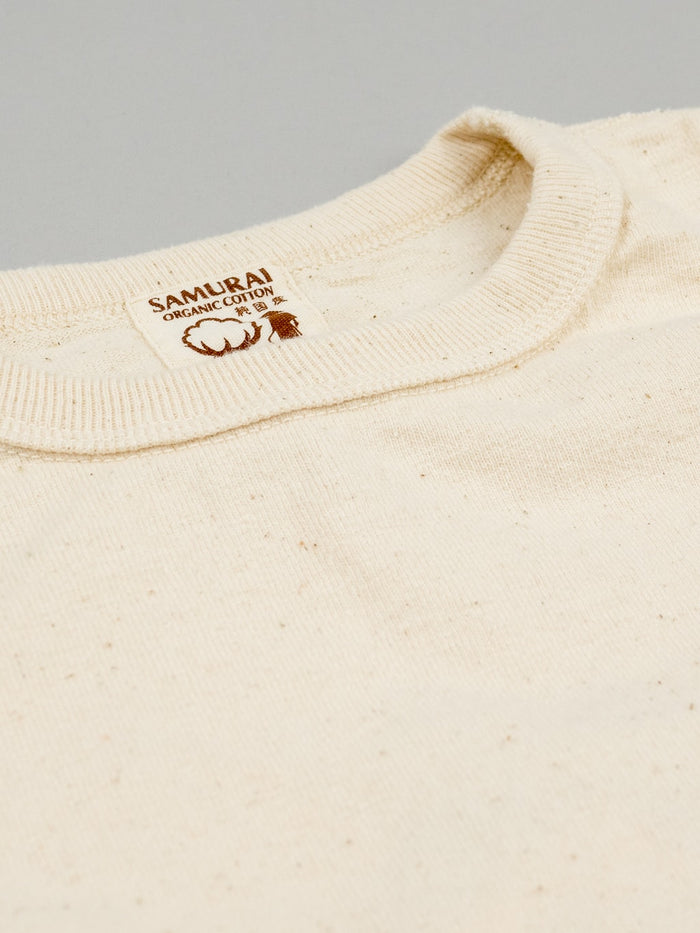 samurai jeans japanese cotton slub crew neck tshirt natural collar