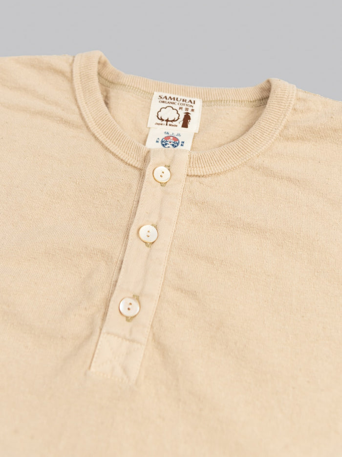samurai jeans japanese cotton slub tshirt henley kuri buttons