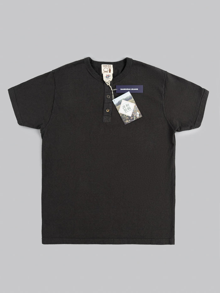 samurai jeans japanese cotton slub tshirt henley kuromame