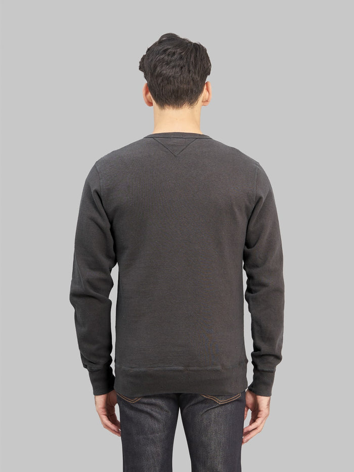 Samurai Jeans Japanese Cotton Sweatshirt Kuromane charcoal  model back fit