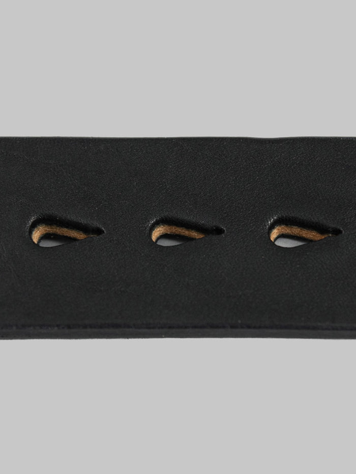 Samurai Jeans Heavy Weight Curved Leather Belt black curved holes