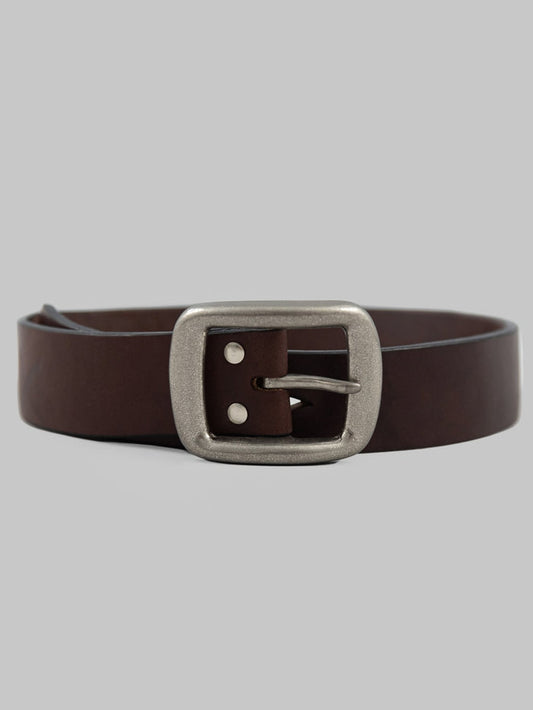 Samurai Jeans Heavy Weight Curved Leather Belt Brown japan made