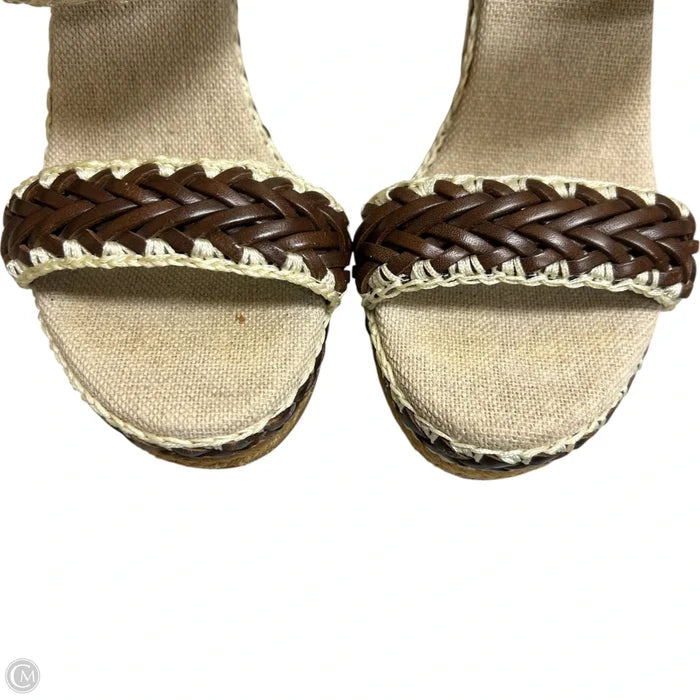 Sandals Designer By Tory Burch In Brown & Cream, Size: 5.5