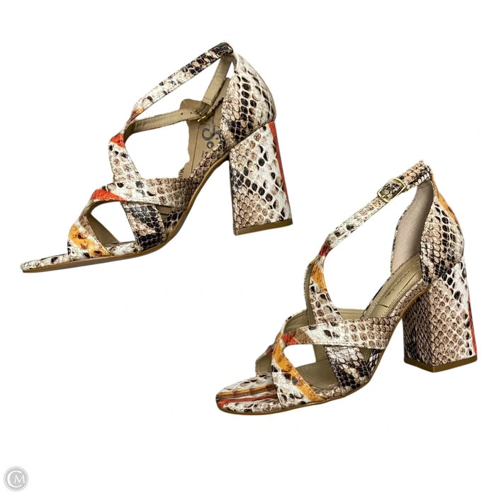 Sandals Heels Block By Somnia In Snakeskin Print, Size: 5
