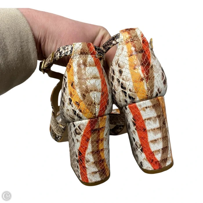 Sandals Heels Block By Somnia In Snakeskin Print, Size: 5