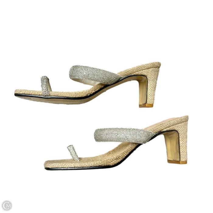 Sandals Heels Block In Tan, Size: 6.5