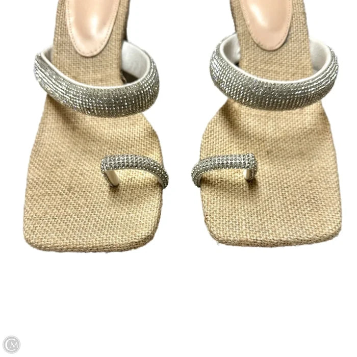 Sandals Heels Block In Tan, Size: 6.5