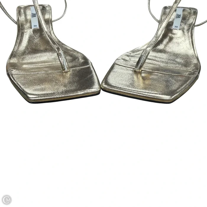 Sandals Heels Kitten By Zara In Gold, Size: 7.5