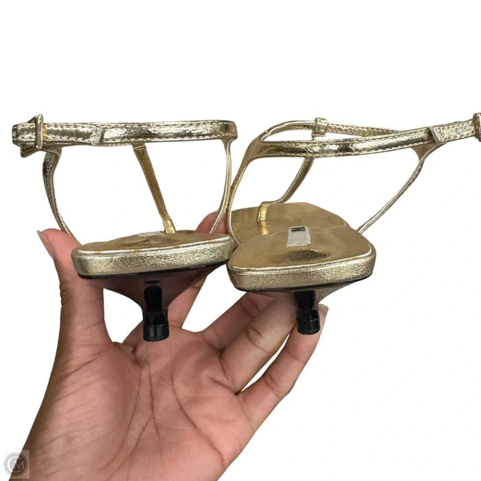 Sandals Heels Kitten By Zara In Gold, Size: 7.5
