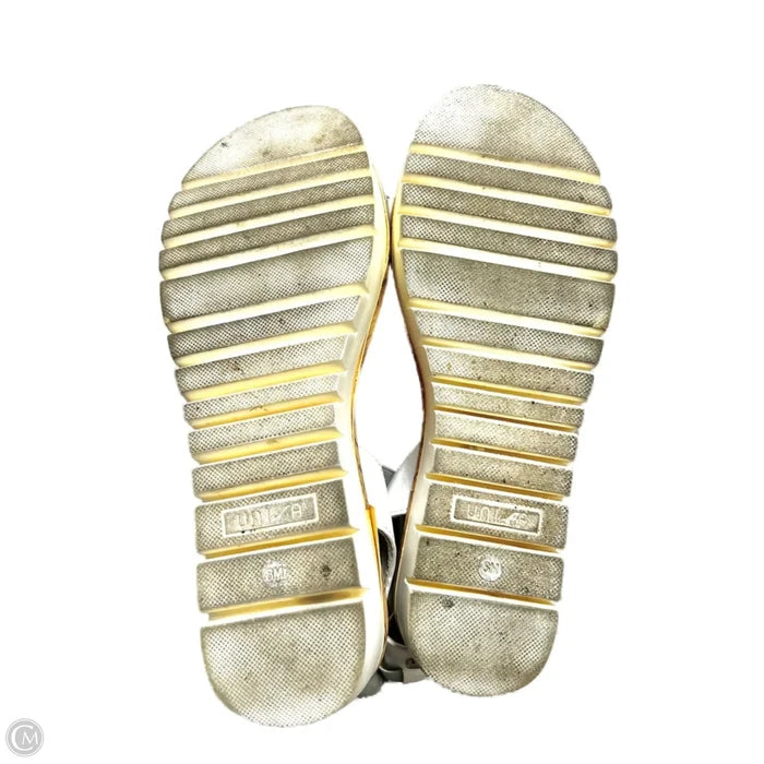 Sandals Heels Platform By Unisa In Silver & White, Size: 8