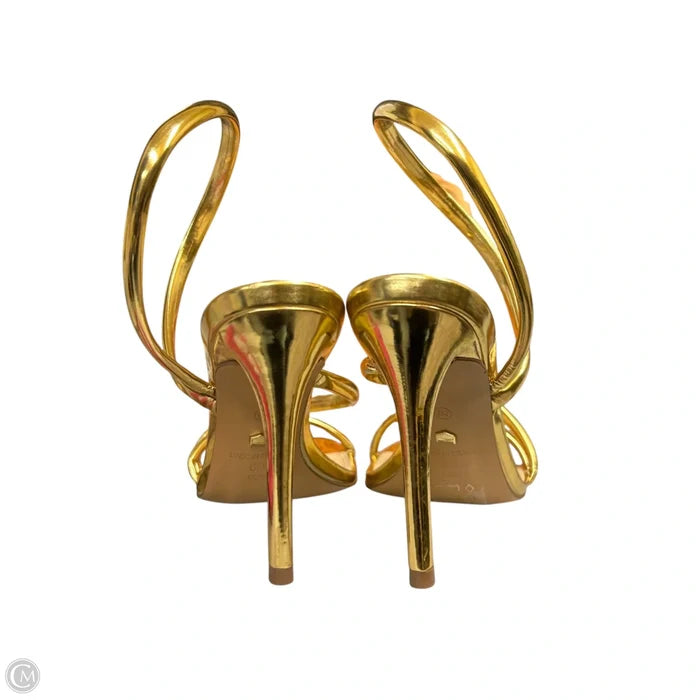 Sandals Heels Stiletto By Arezzo In Gold, Size: 6