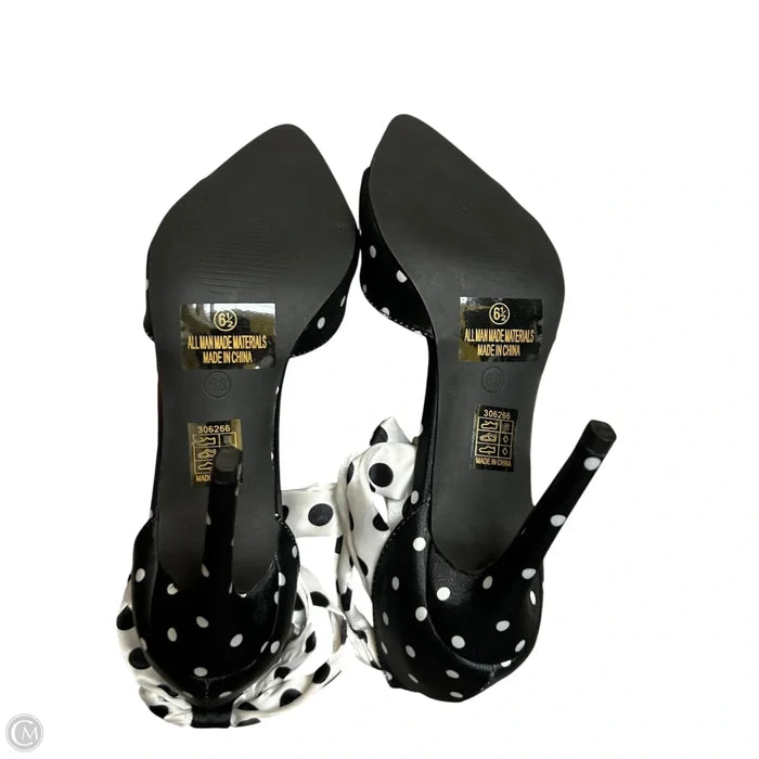 Sandals Heels Stiletto By Fashion Nova In Polkadot Pattern, Size: 6.5