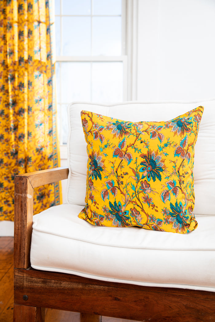 Floral pillow case in Goldenrod