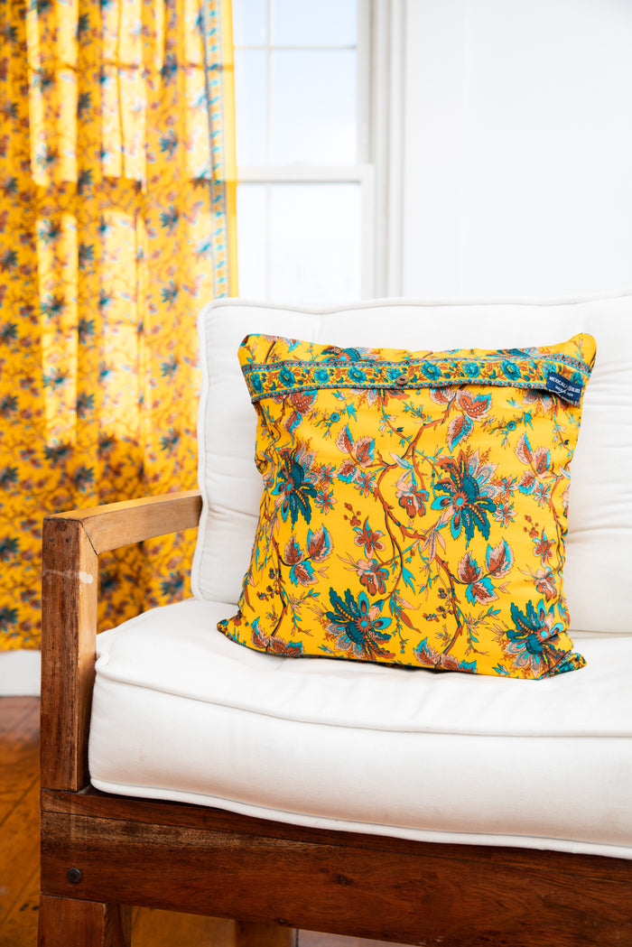 Floral pillow case in Goldenrod