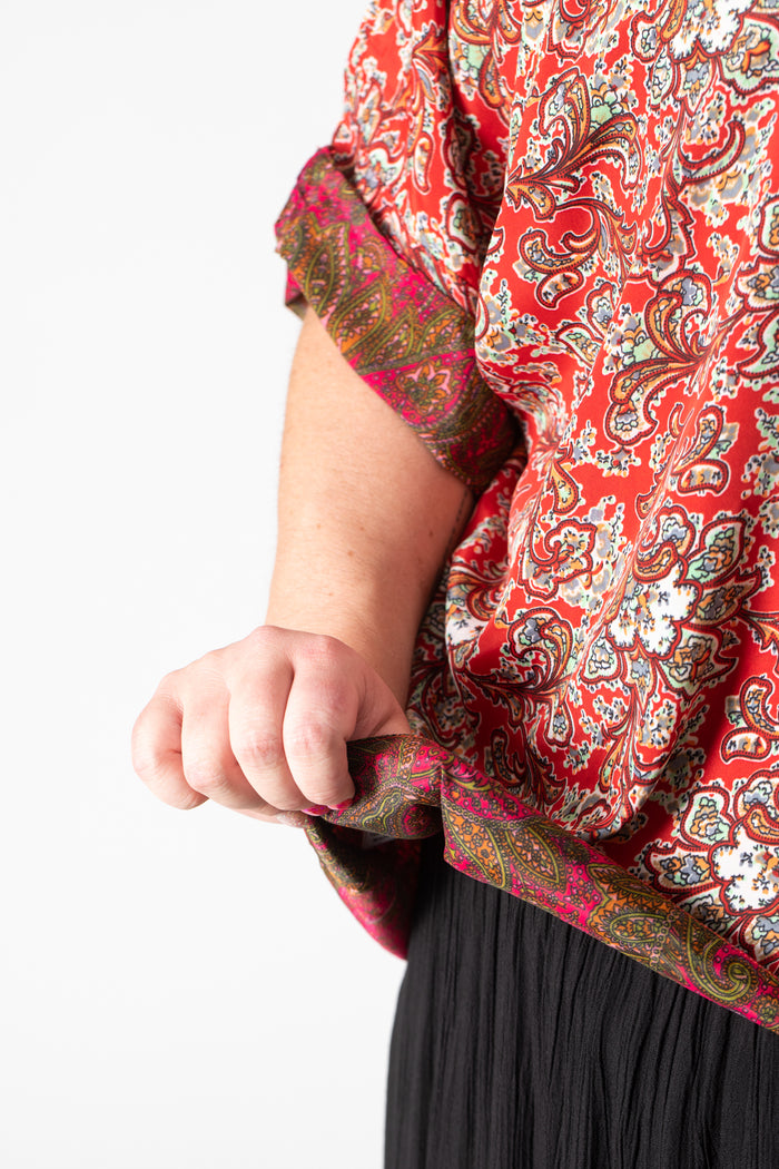 Sari Inspired Reversible Butterfly Top in Teal and Olive