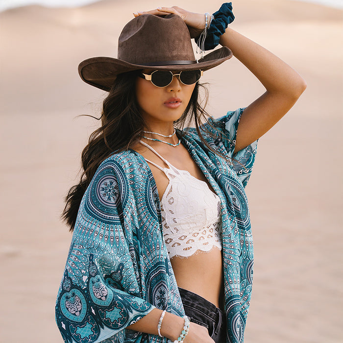 Sayulita Mandala Kimono, worn in the desert