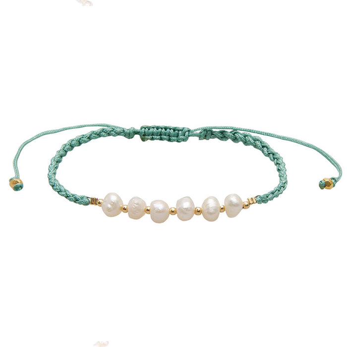 Seafoam Mermaids Pearl Bracelet, flat lay