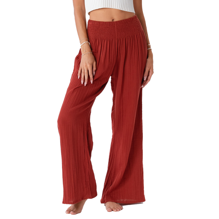 Seaside Spice Wide Leg Cotton Pants, front