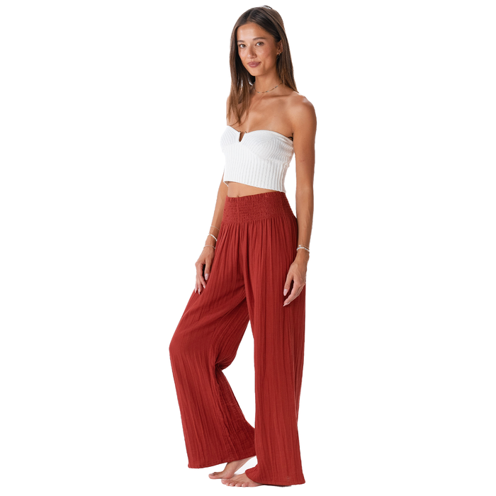 Seaside Spice Wide Leg Cotton Pants, side