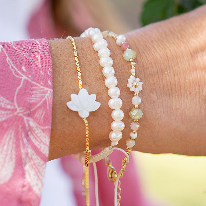 Self Love 4mm Healing Bracelet, stacked on wrist