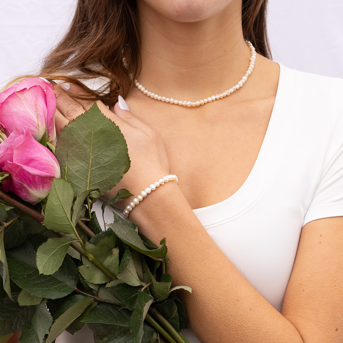 Self Love 4mm Jewelry Set, worn with roses