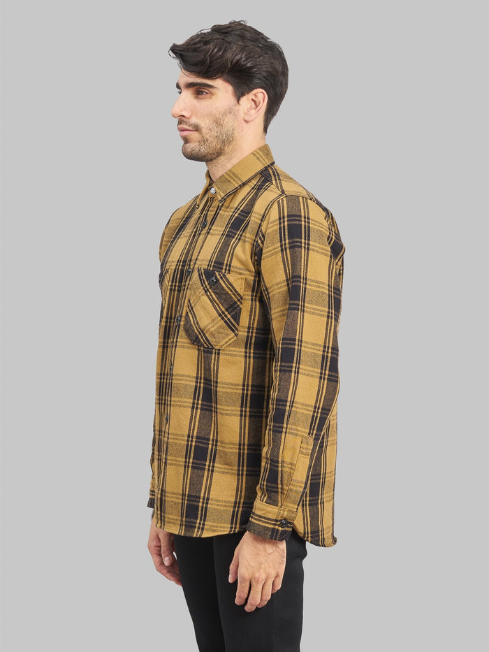 seuvas twill flannel workshirt mustard  side