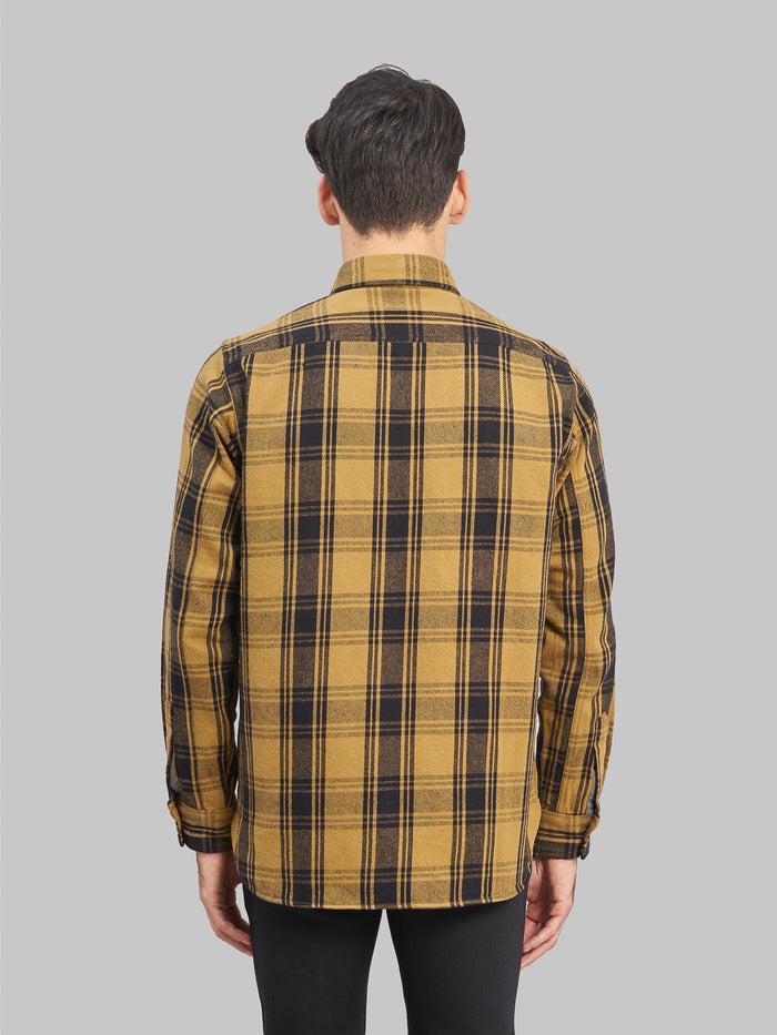 seuvas twill flannel workshirt mustard  back