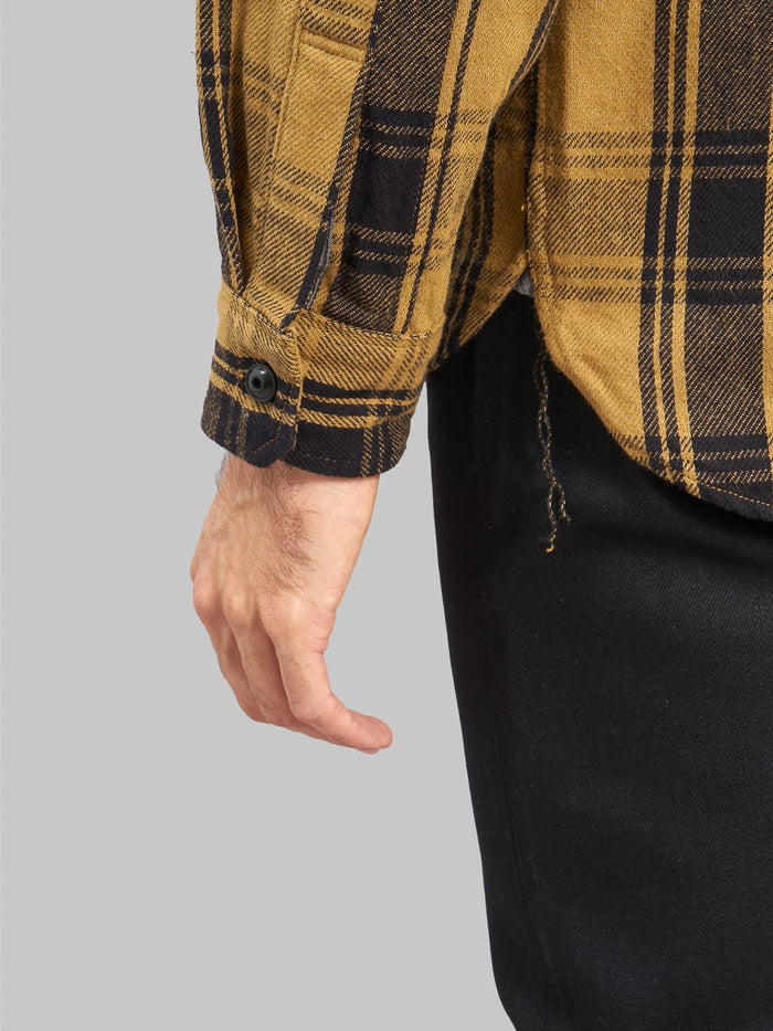 seuvas twill flannel workshirt mustard  details