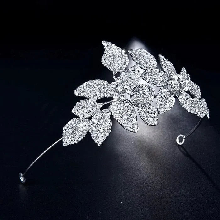 Wedding Hair Accessories - Silver Crystal Bridal Side-Headband/Tiara