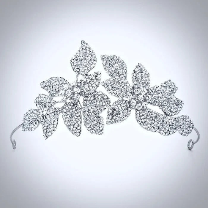 Wedding Hair Accessories - Silver Crystal Bridal Side-Headband/Tiara