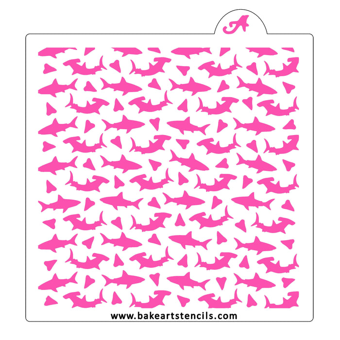Shark Bait Pattern Cookie Stencil bakeartstencil