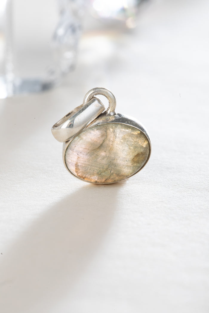 Simple Oval Cab Pendant-RETIRED in Labradorite